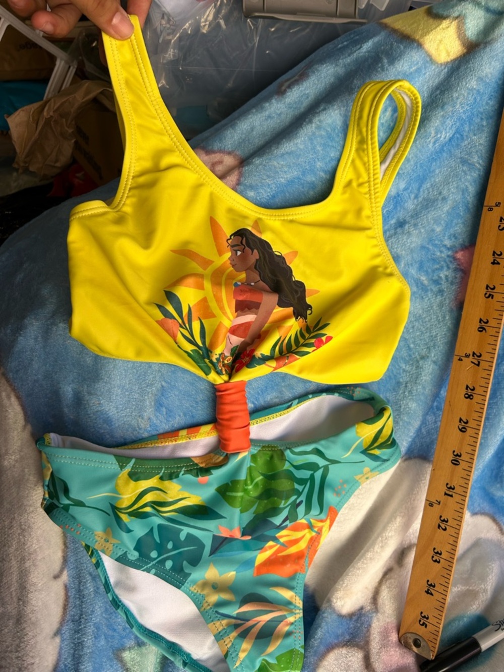 Disney Yellow & Aqua Moana Tropical Two-Piece Swim Set
